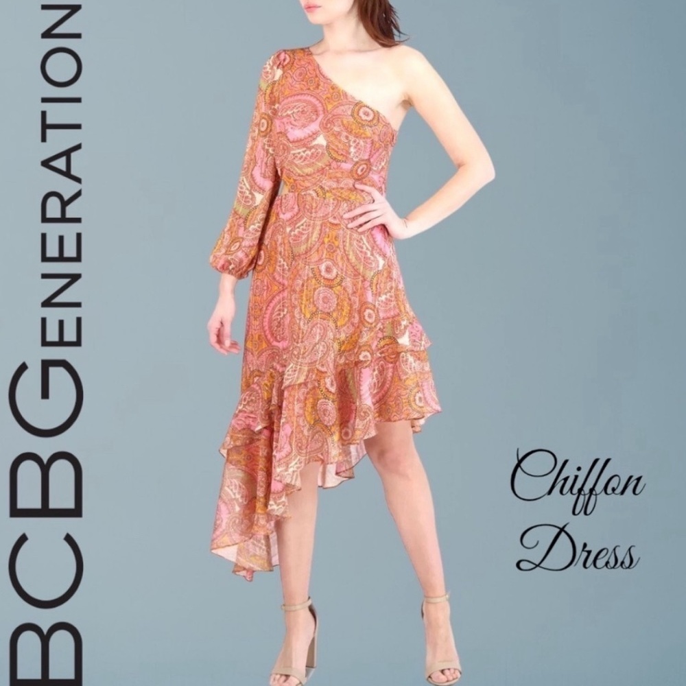 BCBG one shoulder asymmetrical dress